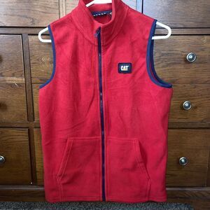 CAT Workwear Zip Front Fleece Vest Red Boys Size XL (14-16)